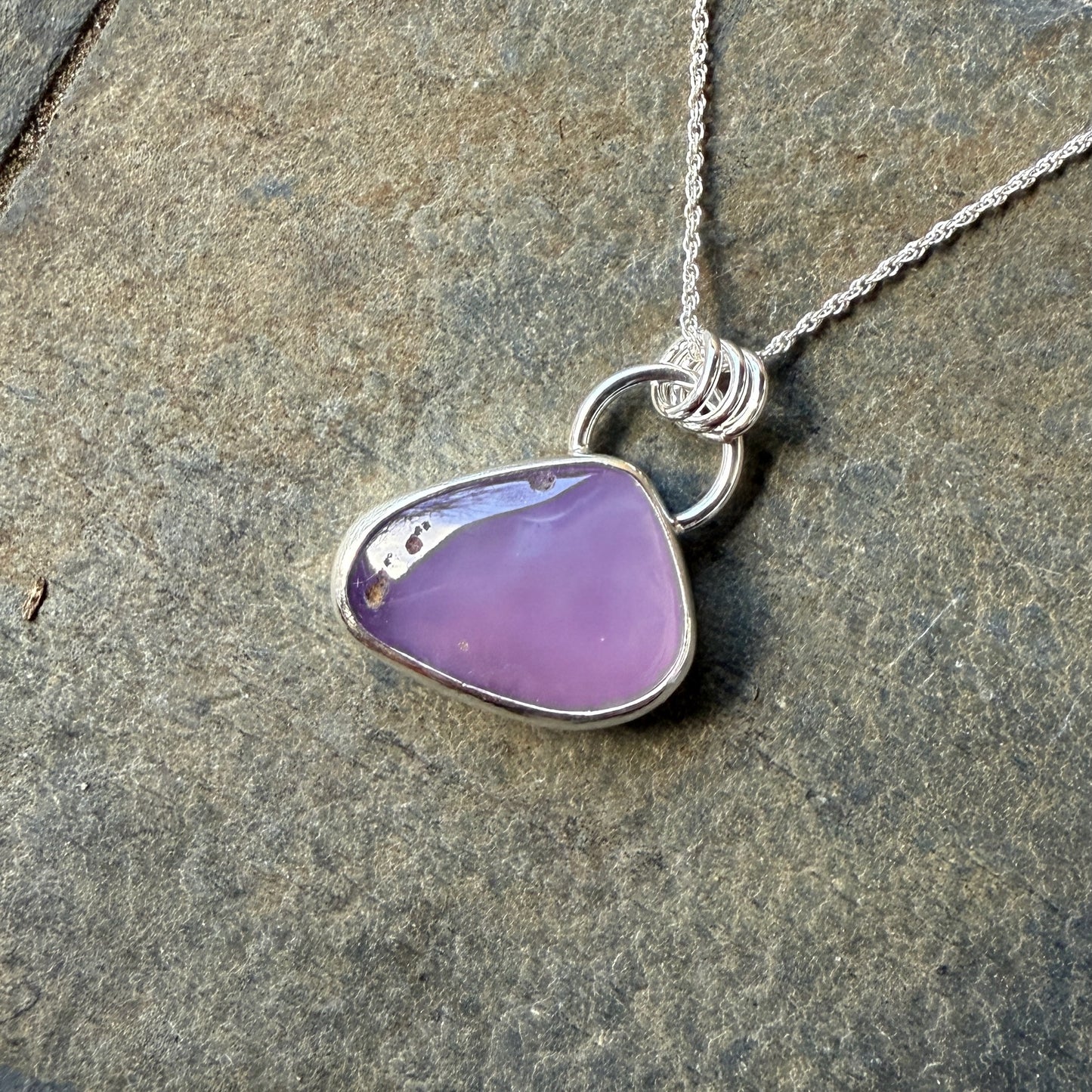 Pale Triangular Holley Blue Pendant Necklace