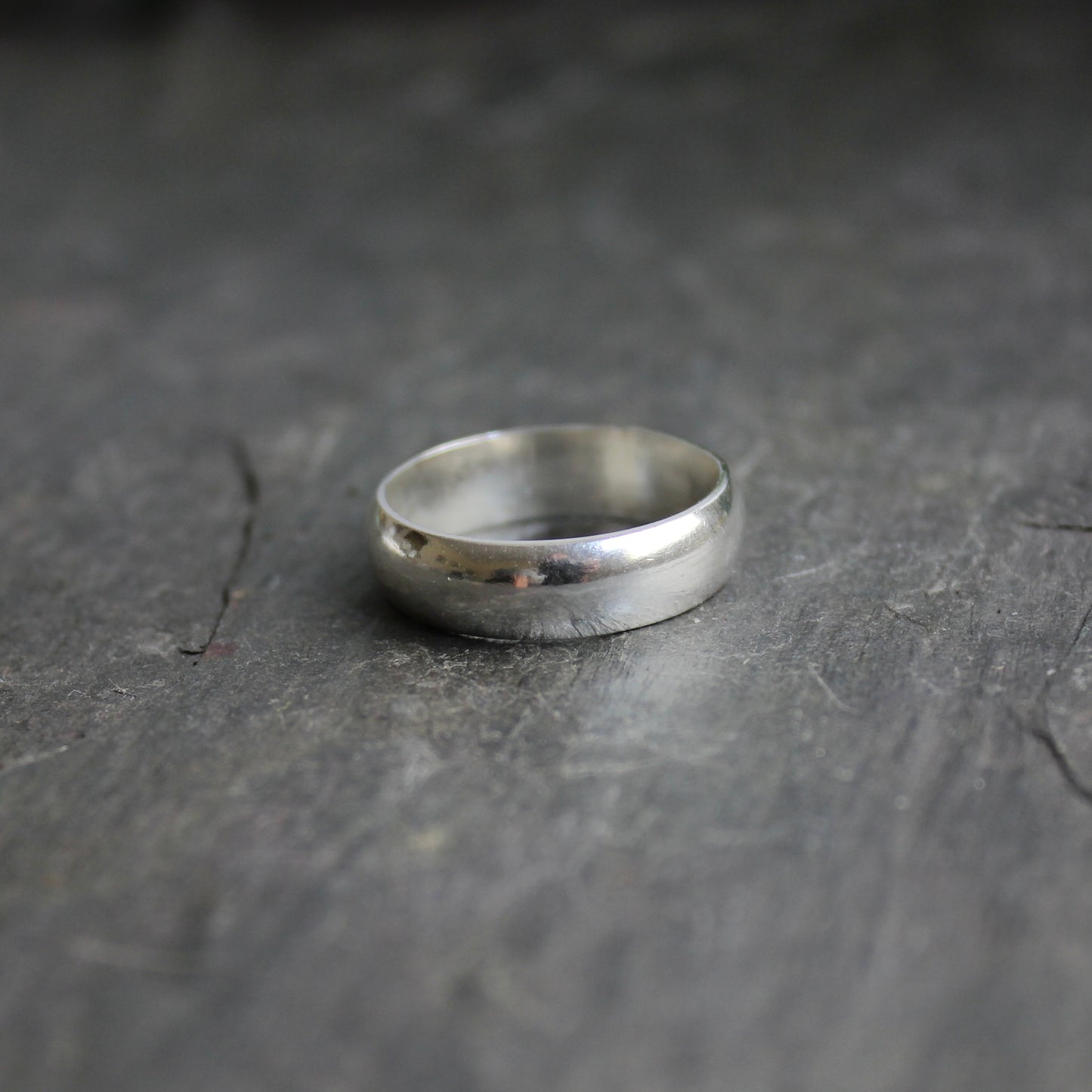 Sterling Silver Plain Wide Low Dome Ring