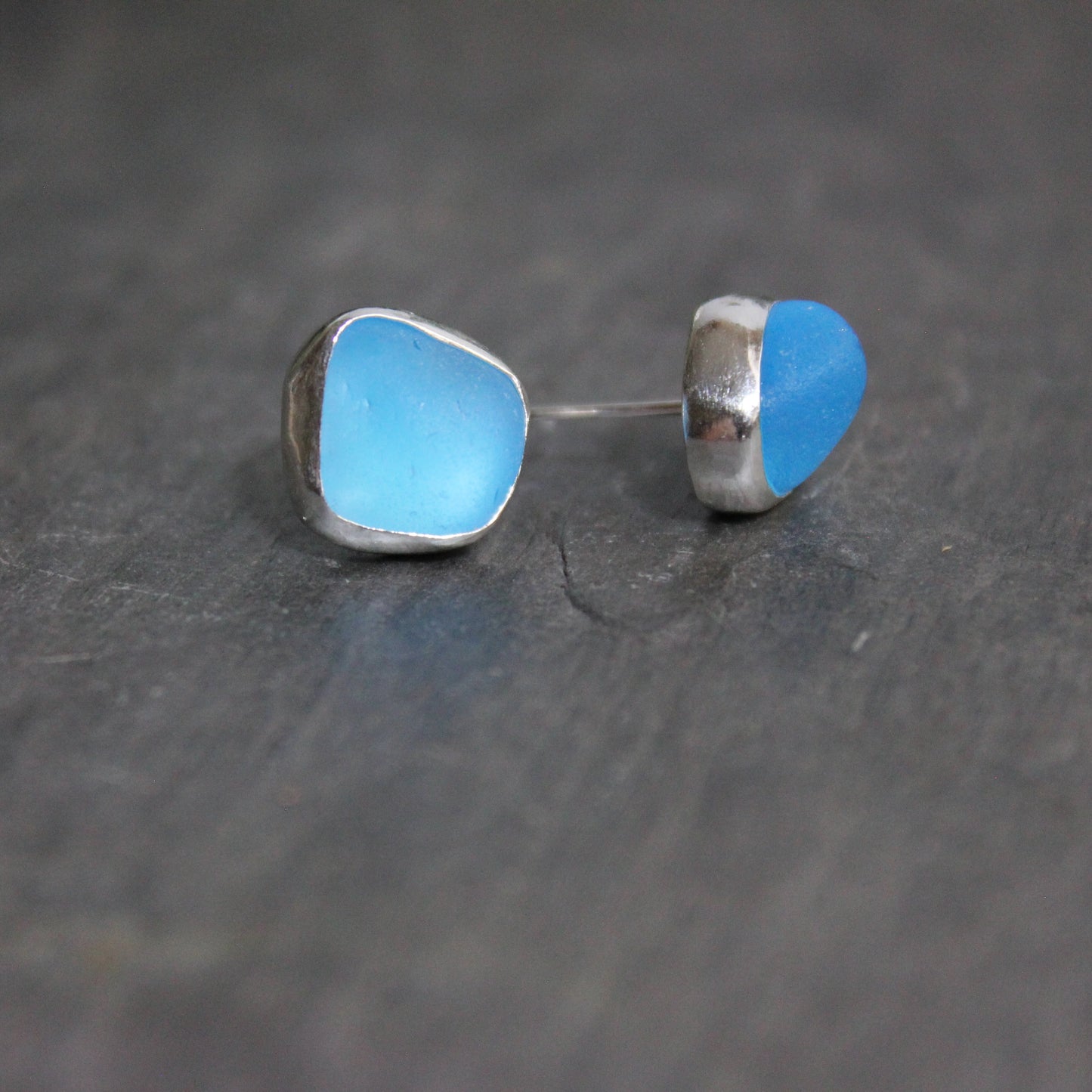 Turquoise Blue Sea Glass Earrings