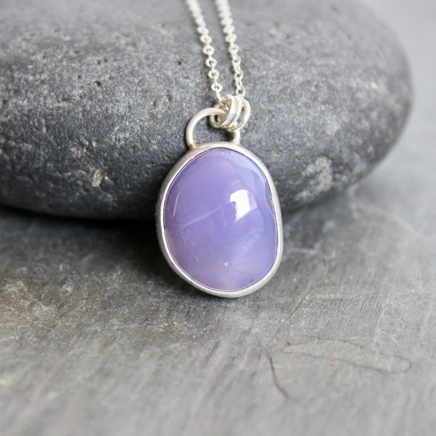 Chunky Dark Holly Blue Pendant Necklace