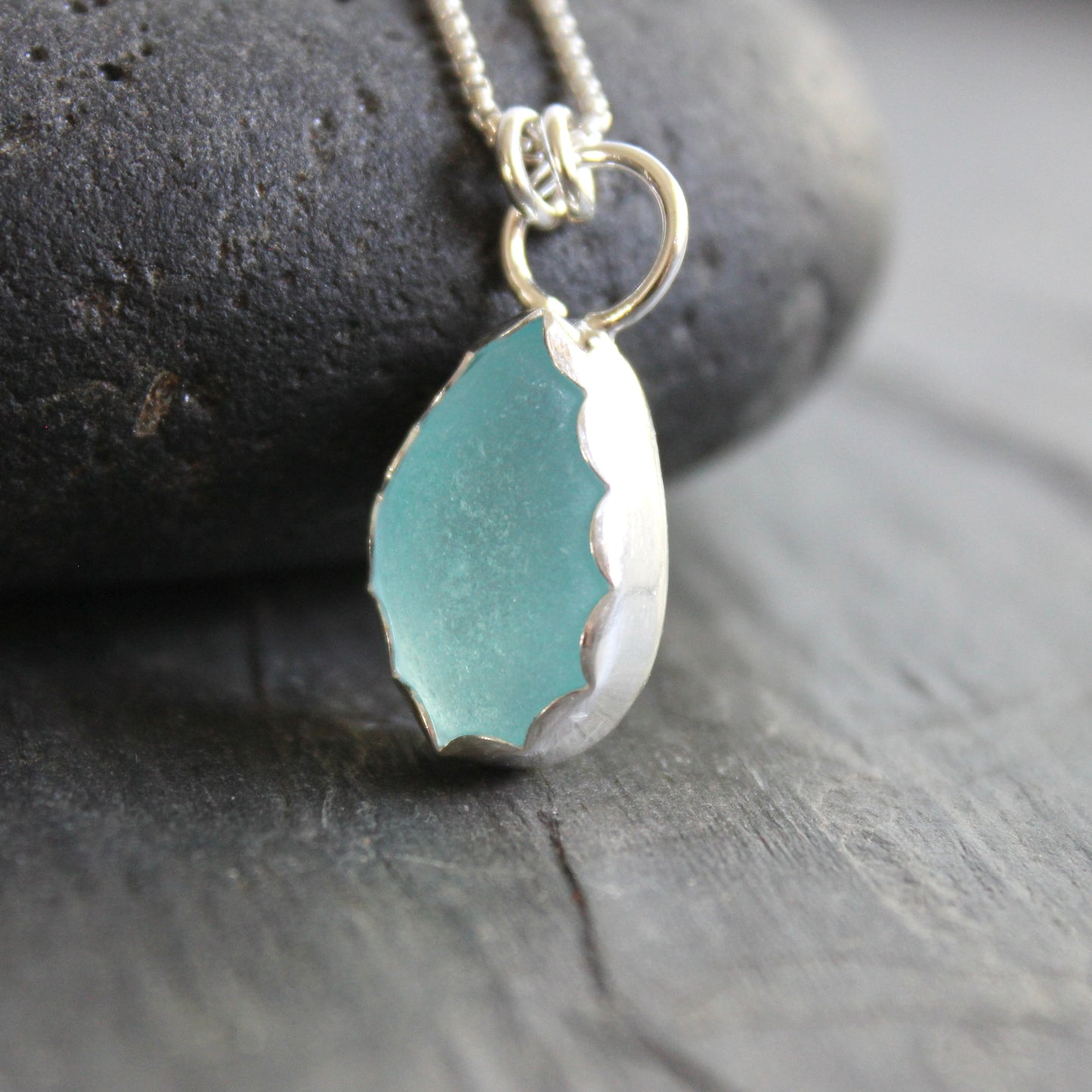 Bright Blue Sea Glass Necklace