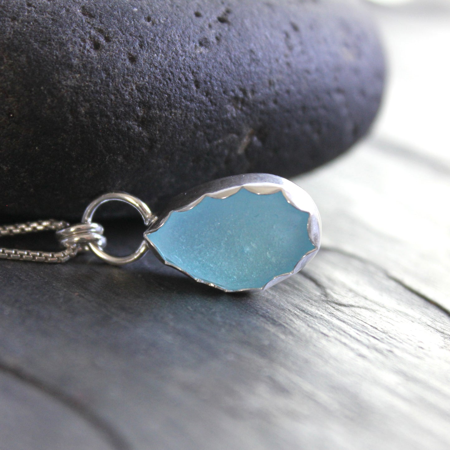 Bright Blue Sea Glass Necklace