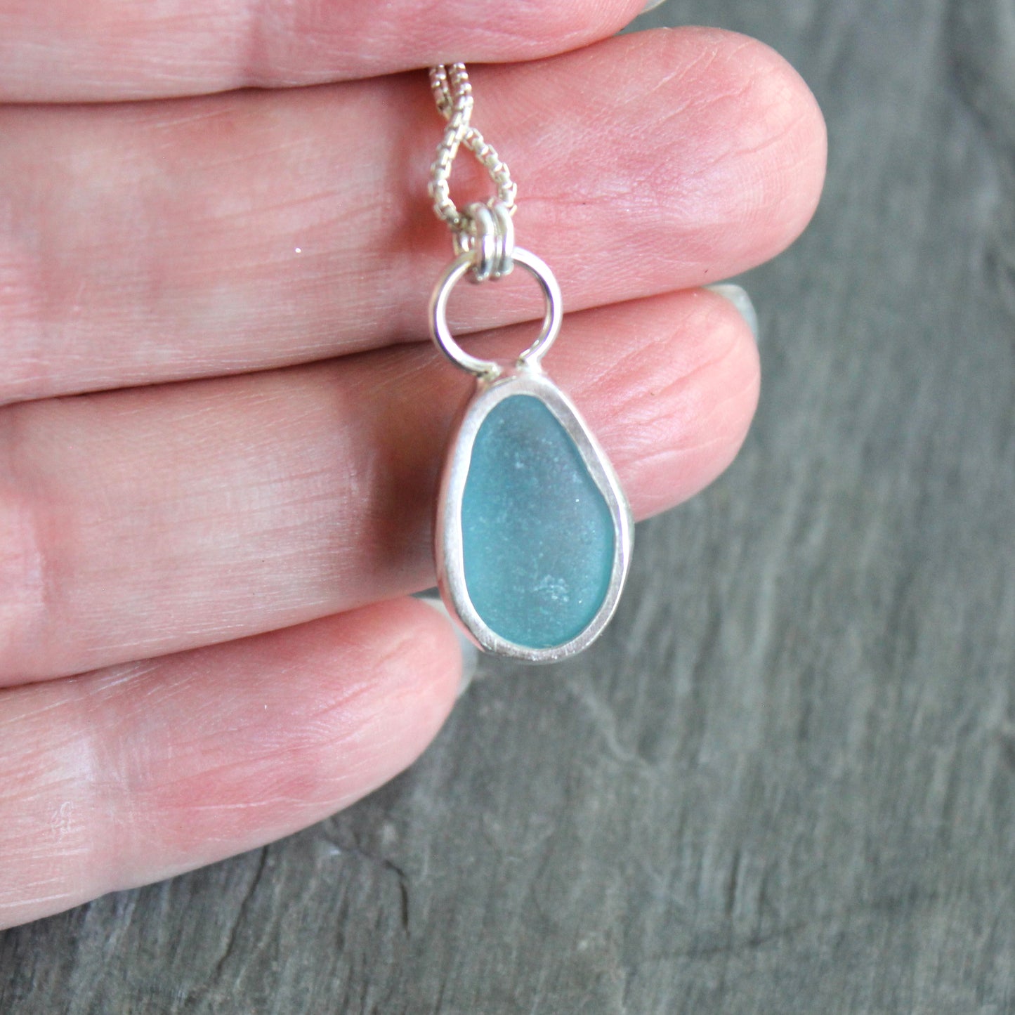 Bright Blue Sea Glass Necklace