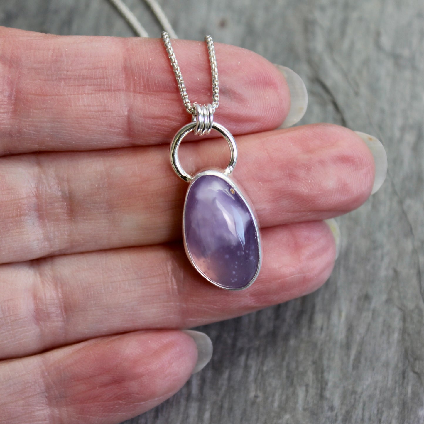 Holley Blue Plume Agate Pendant Necklace