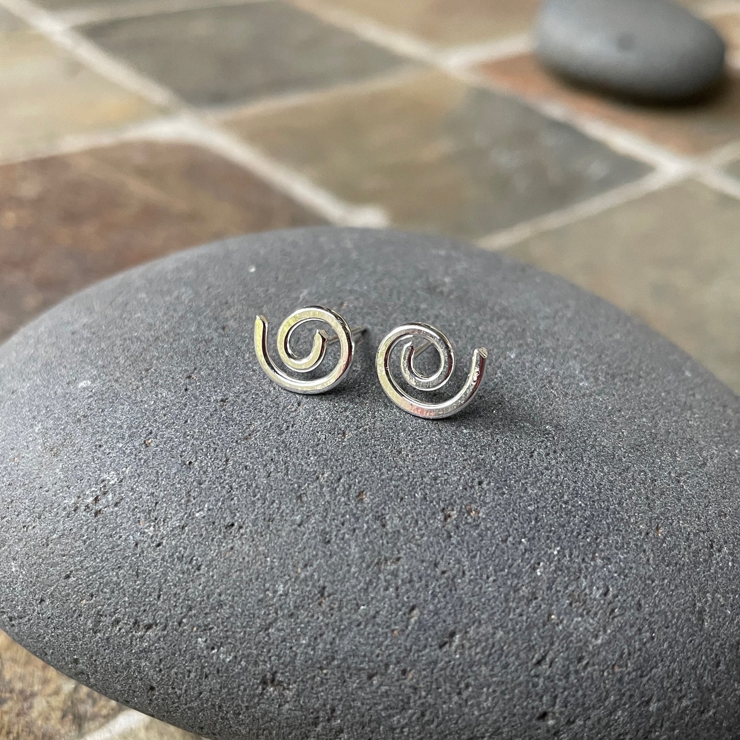 Handmade sterling silver spiral studs