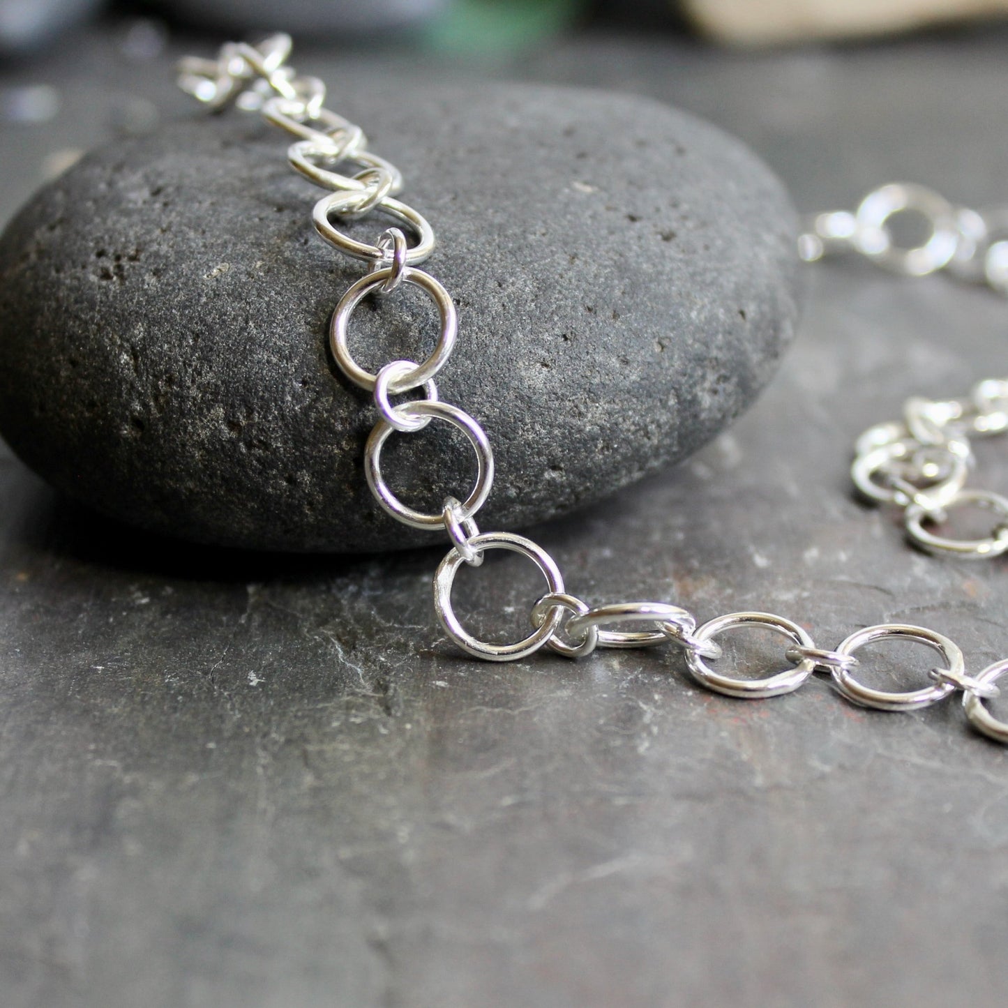 Handcrafted Sterling Silver Large and Small Round Chain Necklace - AccentYourself