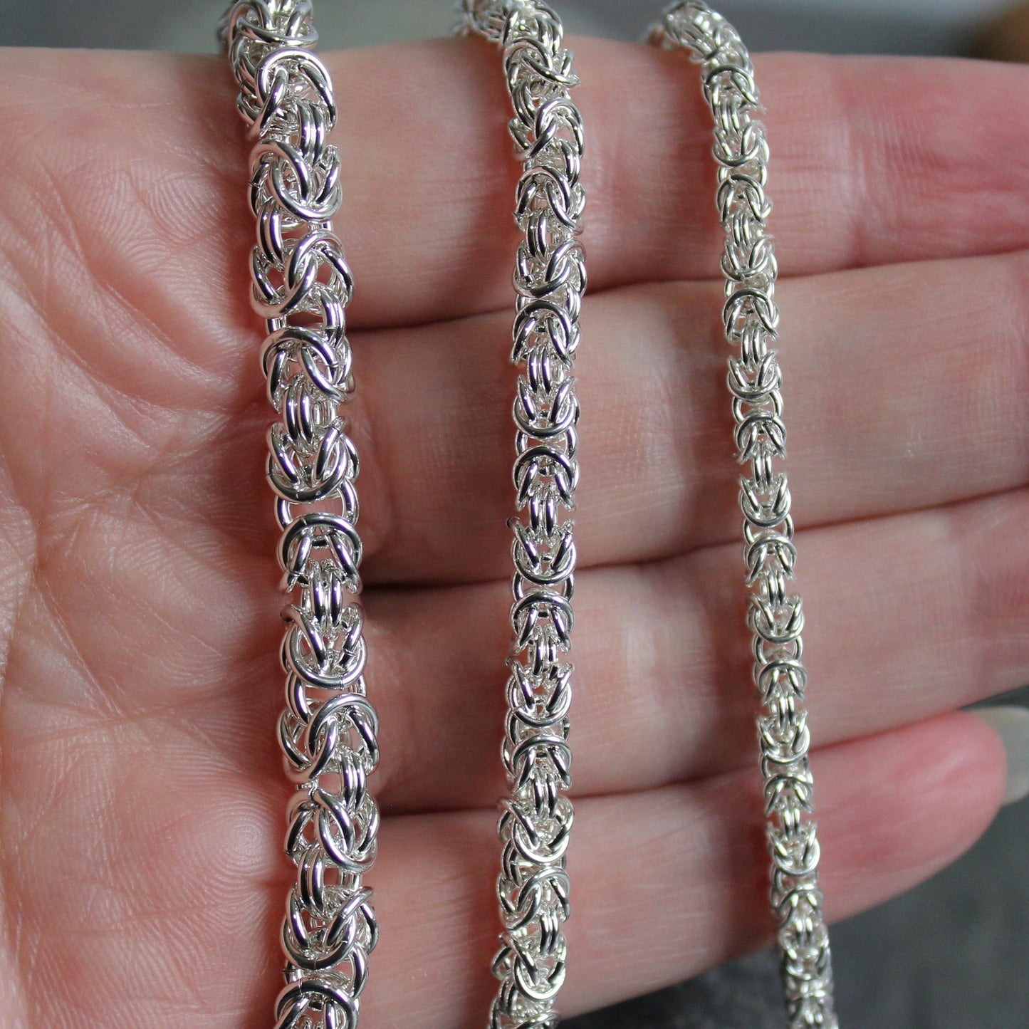 Delicate Sterling Silver Handmade Byzantine Chain Necklace
