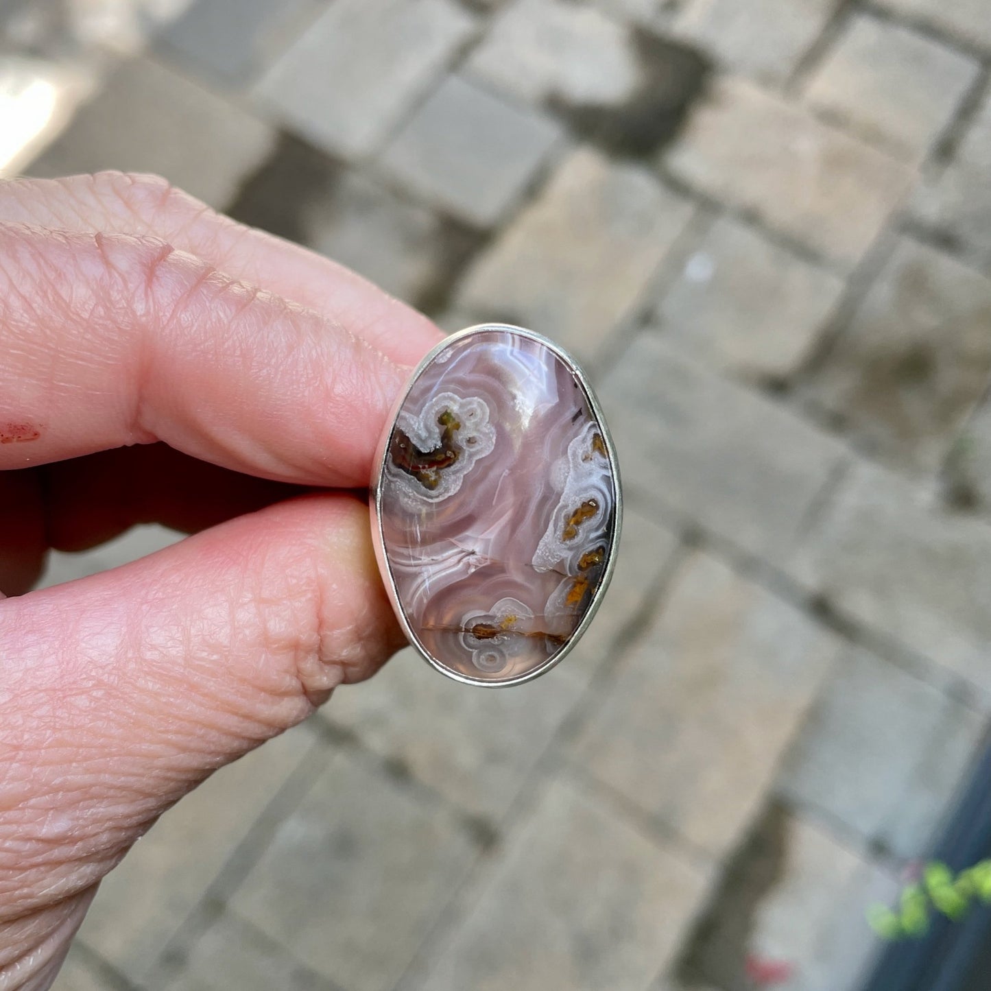 Huge Pink Oval Agua Nueva Agate Statement Ring - AccentYourself