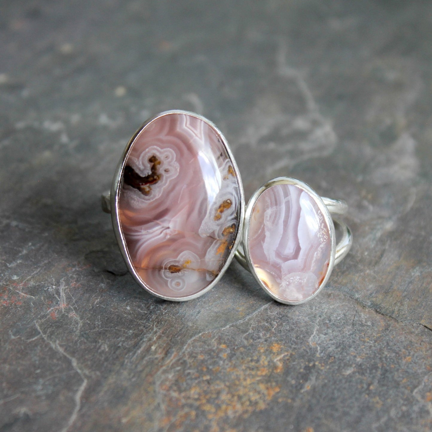 Huge Pink Oval Agua Nueva Agate Statement Ring - AccentYourself