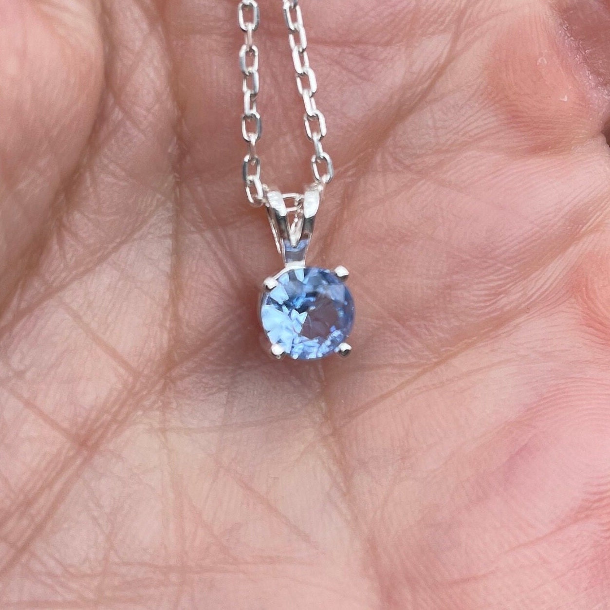 Aquamarine Necklace, March Birthstone Pendant, Cute Birthday Gift for a Friend or Teen Girl, Sterling Silver 6mm Aqua Blue Gemstone Necklace