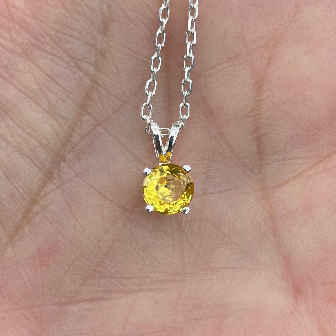 Golden Topaz Necklace, November Birthstone Pendant, Birthday Gift for Friend or Teen, Sterling Silver 6mm Round Yellow Gemstone Necklace