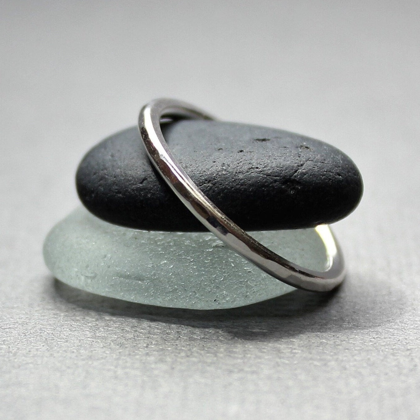 Sterling Silver Narrow Hammered Stacking Ring