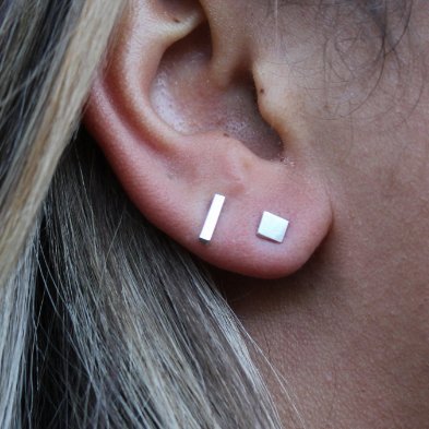 Sterling Silver Bar Stud Earrings - AccentYourself