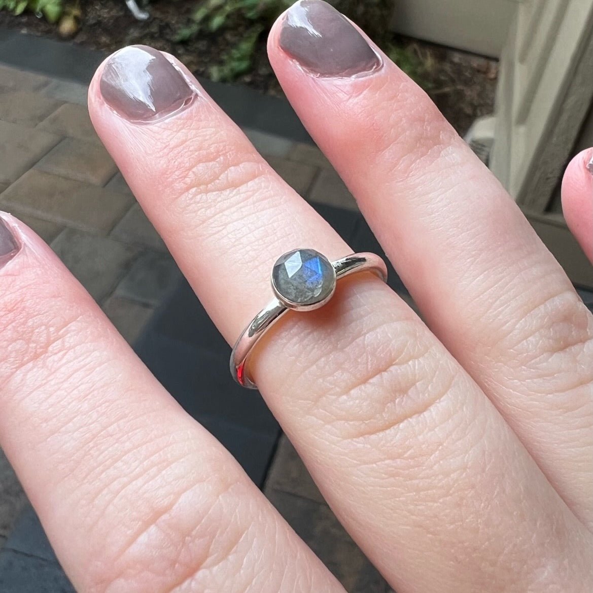 Sterling Silver Labradorite Stacking Ring - AccentYourself