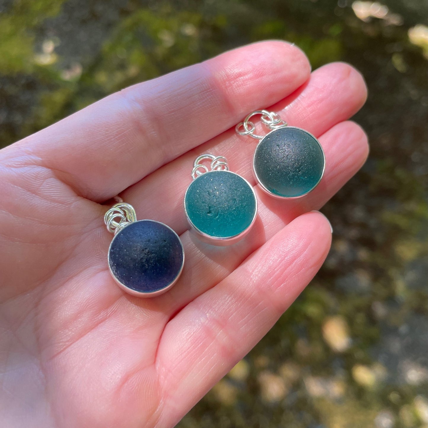Teal Sea Glass Marble Necklace - AccentYourself