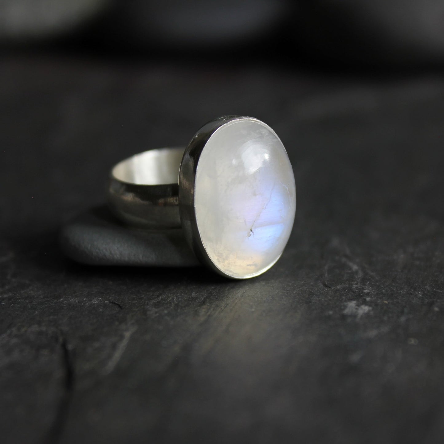 Chunky Rainbow Moonstone Statement Ring
