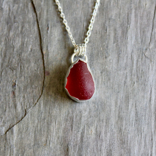 Chunky Red Sea Glass Necklace