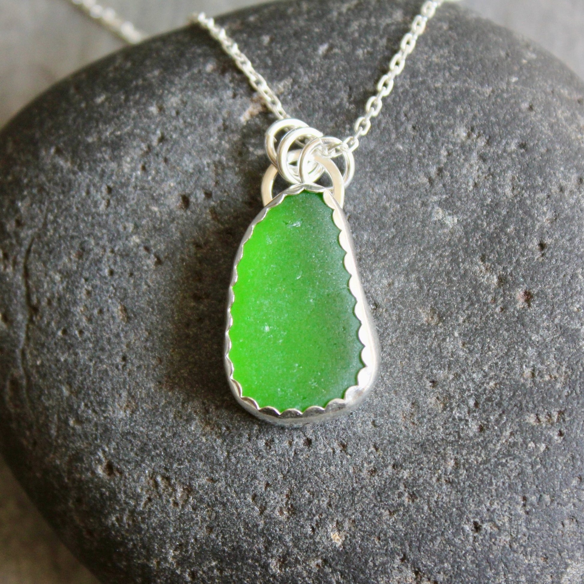 Large Lime Green Sea Glass Necklace - AccentYourself