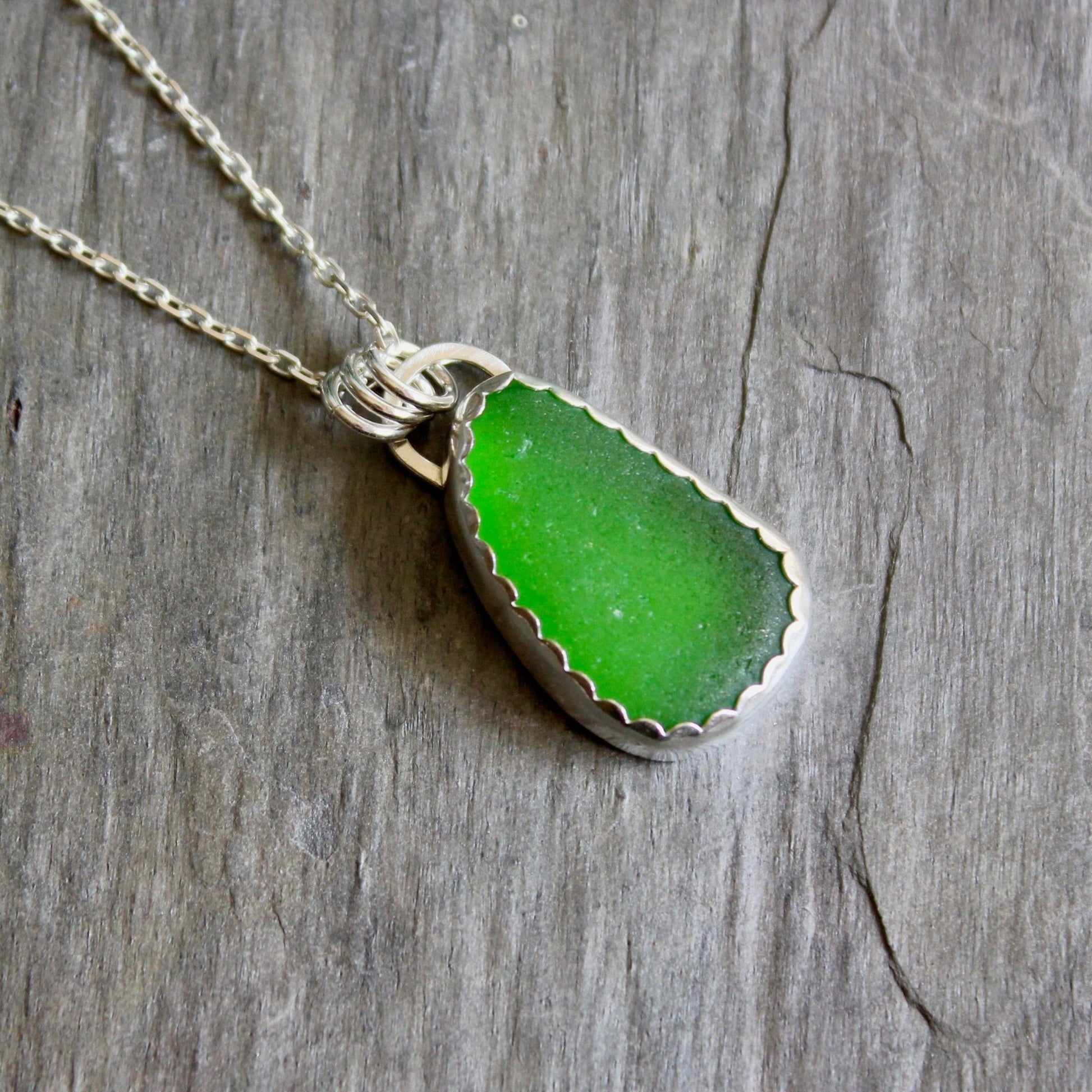 Large Lime Green Sea Glass Necklace - AccentYourself