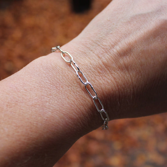 Lightweight Sterling Silver Paperclip Chain Bracelet - AccentYourself