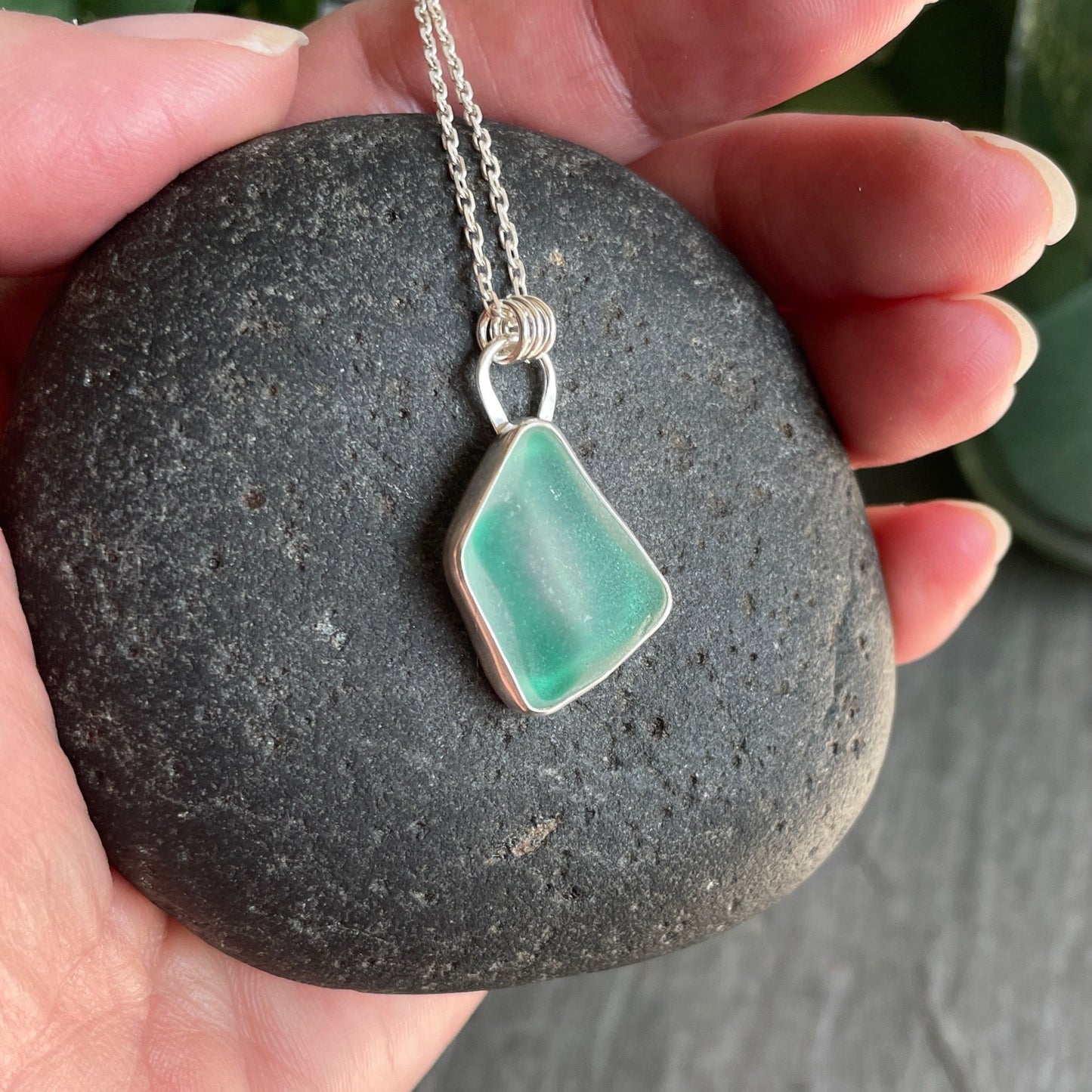 Rare Green and White Sea Glass Necklace - AccentYourself