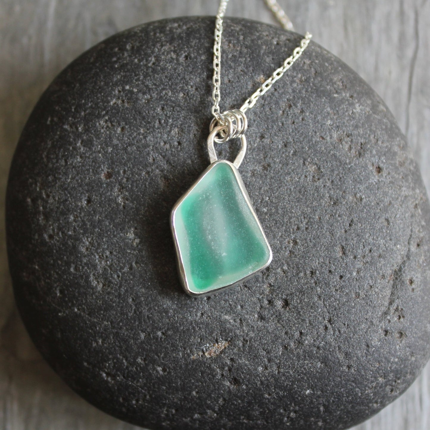 Rare Green and White Sea Glass Necklace - AccentYourself