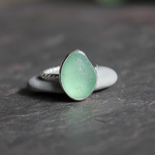 Sage Green Sea Glass Ring - AccentYourself