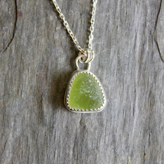 Small Olive Green Sea Glass Necklace - AccentYourself