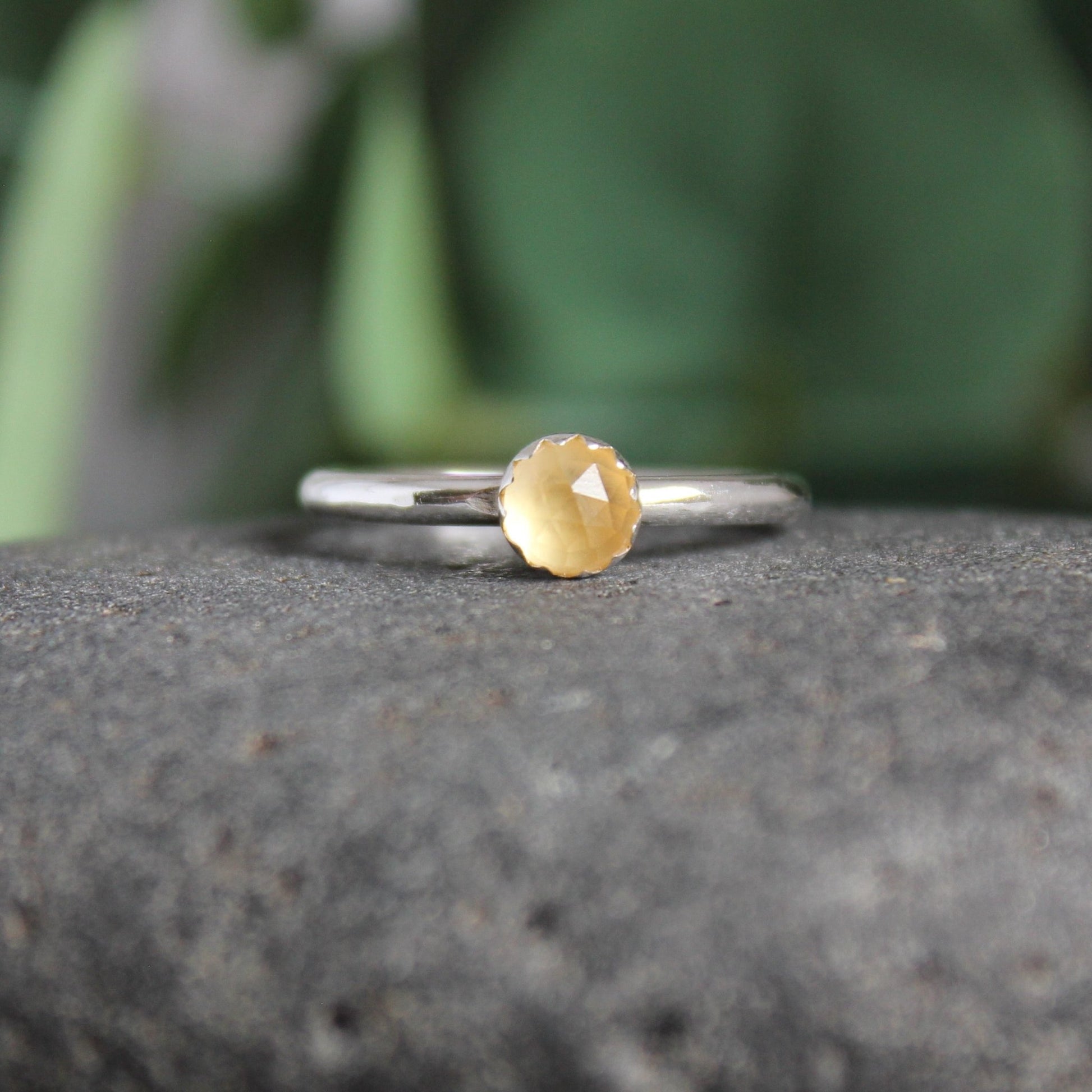 Sterling Silver Citrine Stacking Ring - AccentYourself