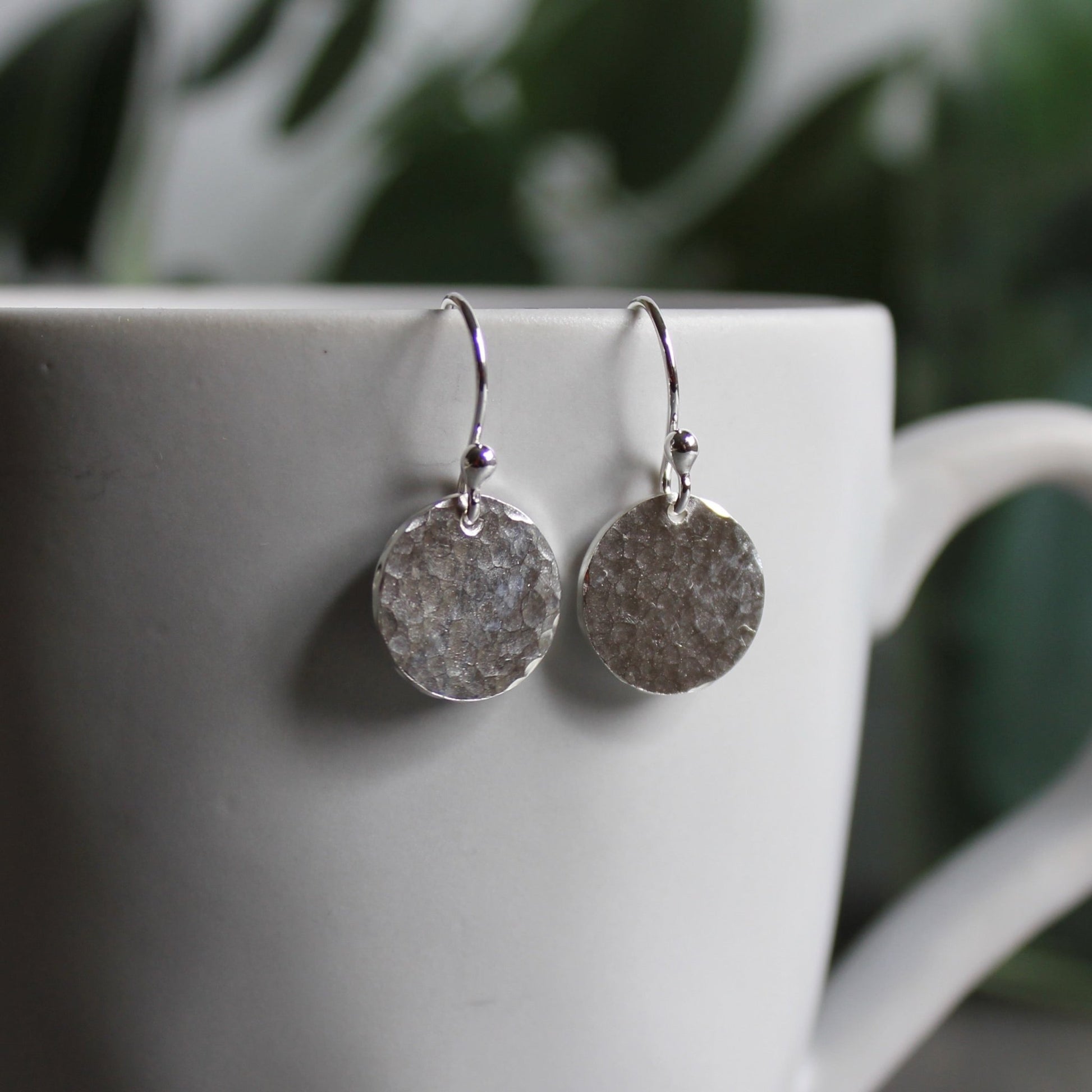 Sterling Silver Dangly 1/2-inch Hammered Disc Earrings - AccentYourself