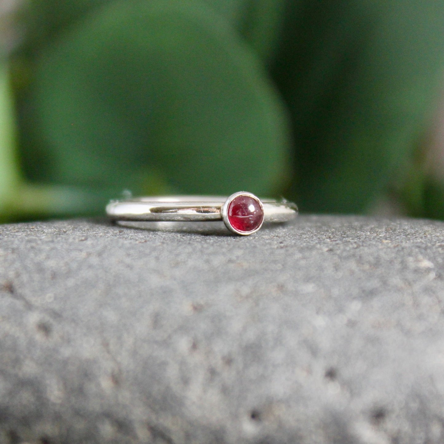 Sterling Silver Garnet Stacking Ring - AccentYourself