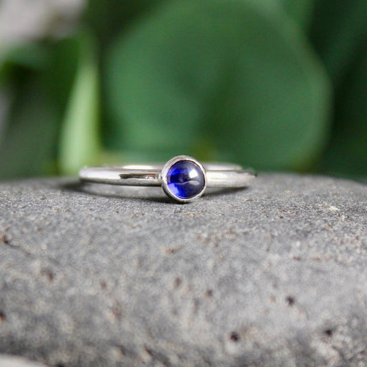Sterling Silver Lab Created Sapphire Stacking Ring - AccentYourself