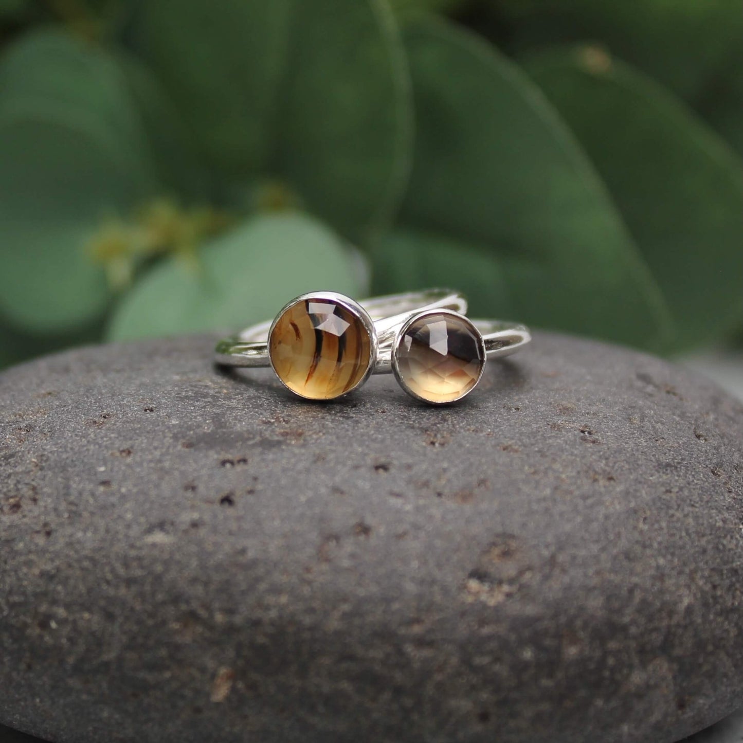 Sterling Silver Montana Agate Stacking Ring - AccentYourself