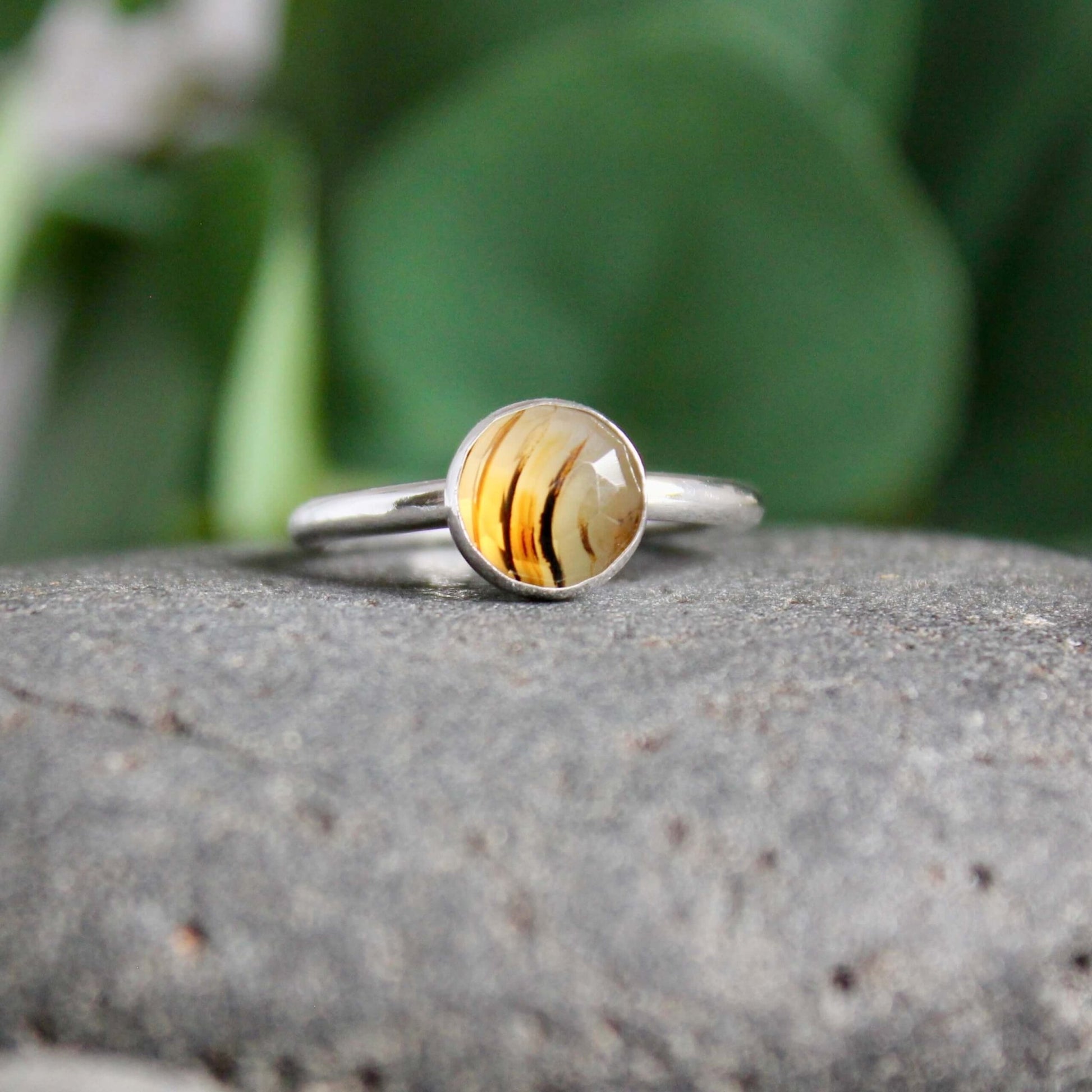 Sterling Silver Montana Agate Stacking Ring - AccentYourself