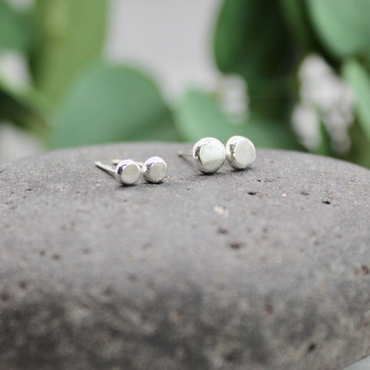 Tiny Recycled Sterling Silver Stud Earrings - AccentYourself