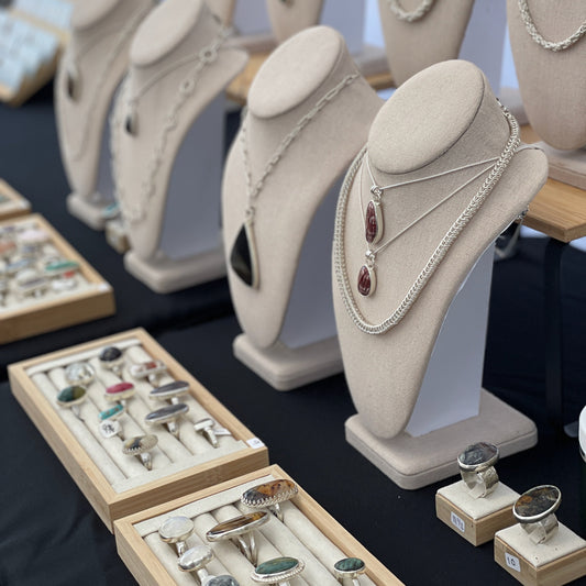 Accent Yourself jewelry display with discreet price tags tucked out of the way.