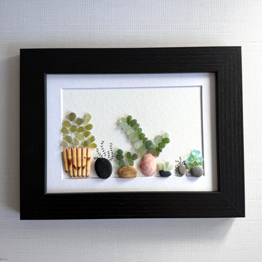 Sea glass and beach art handmade by ArtSeaFramed