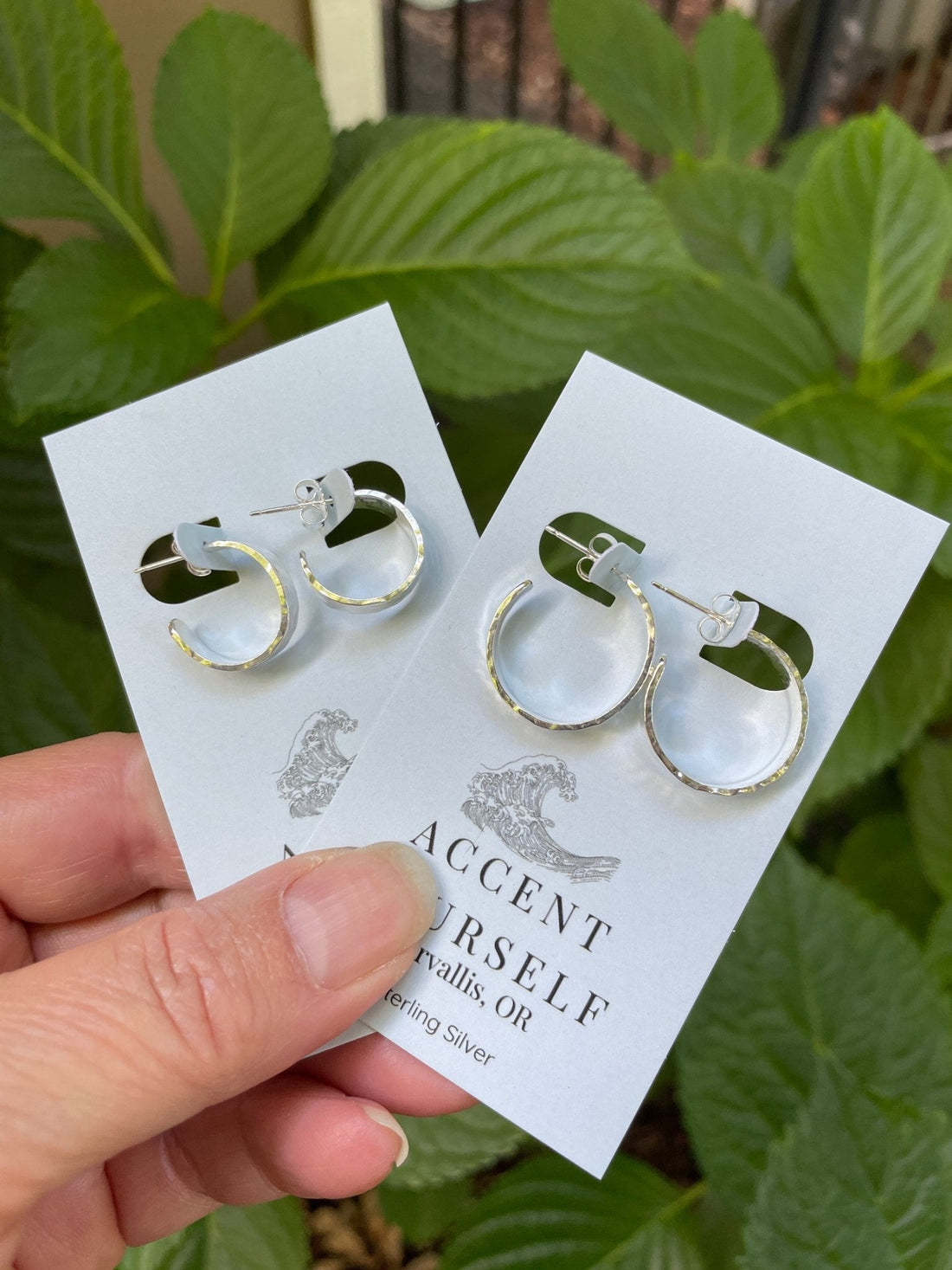 Business cards turned into earring display cards for handmade jewelry packaging