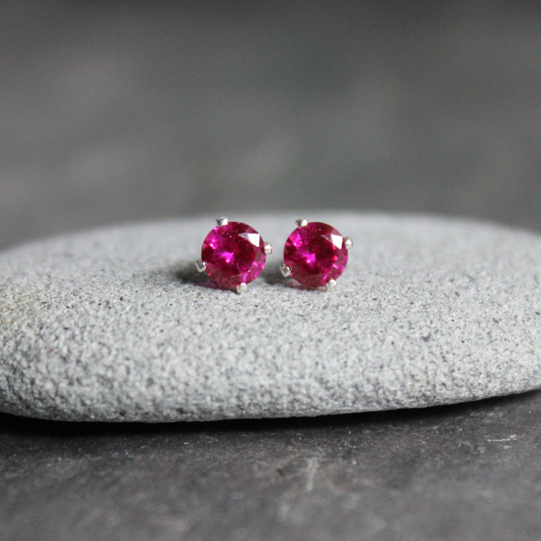 Ruby stud earrings handmade with sterling silver — Accent Yourself