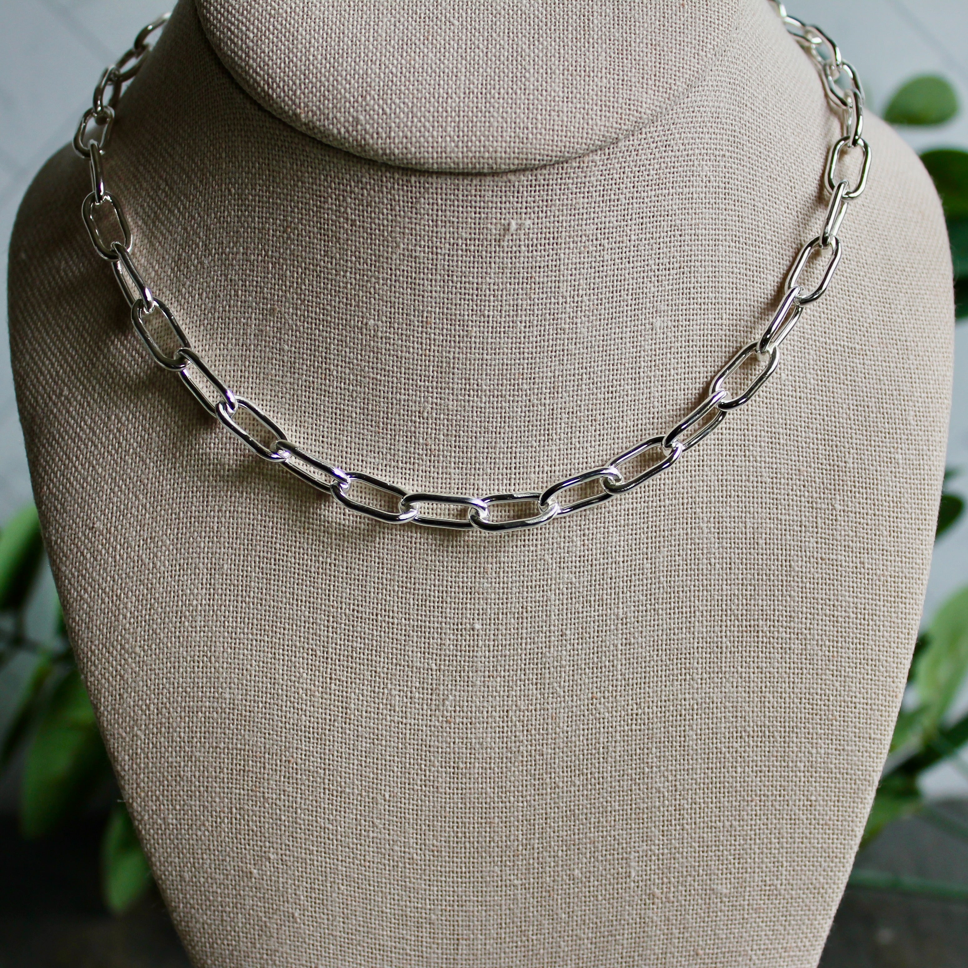 Heavy Handmade Sterling Silver Paperclip Link Chain | Accent