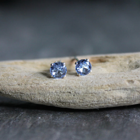 4mm Sterling Silver Aquamarine Stud Earrings