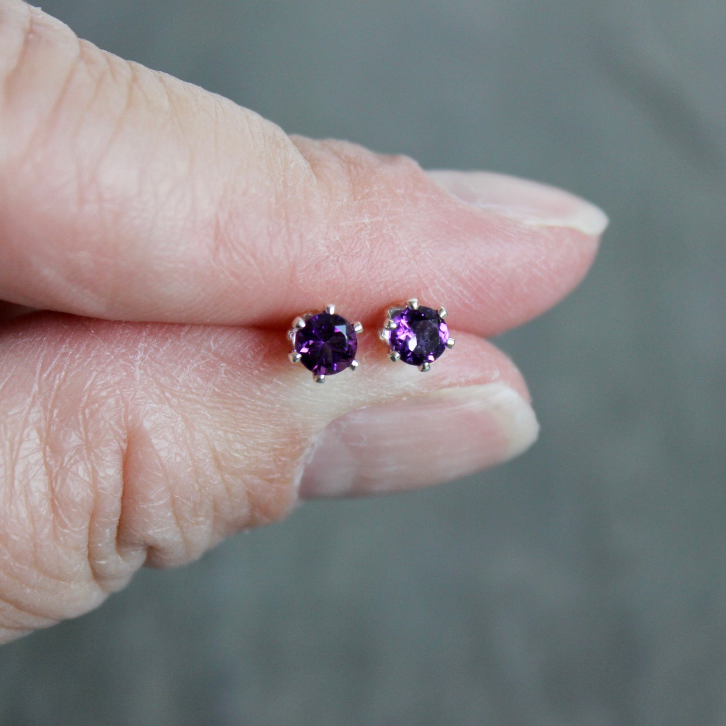 4mm Sterling Silver Purple Amethyst Stud Earrings