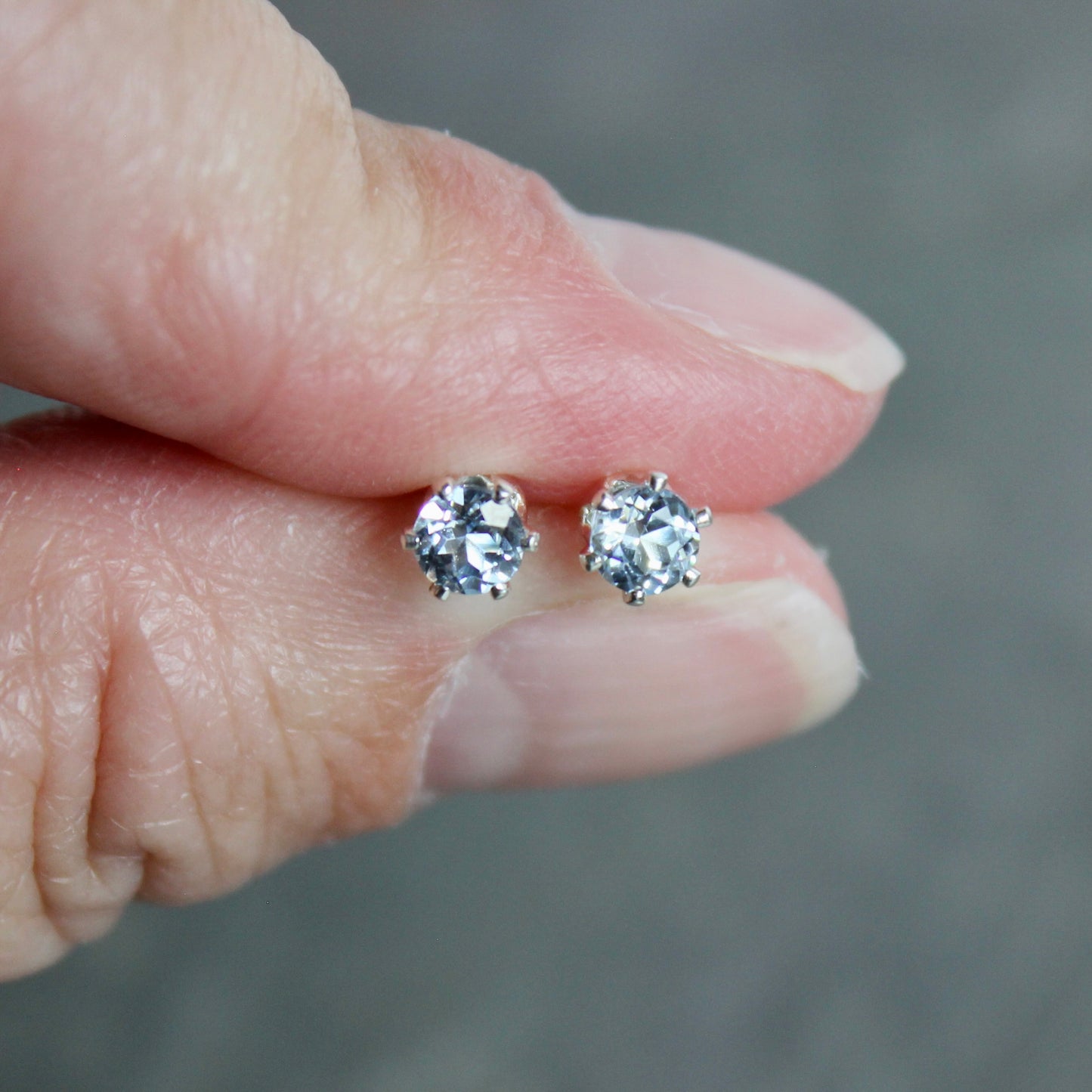 4mm Sterling Silver Aquamarine Stud Earrings