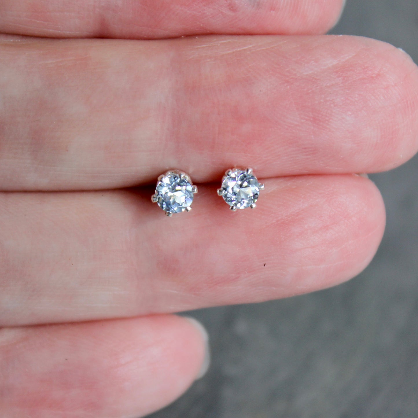 4mm Sterling Silver Aquamarine Stud Earrings