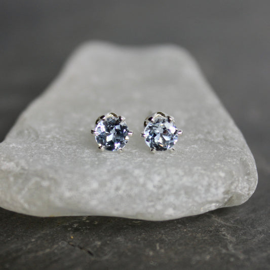 4mm Sterling Silver Aquamarine Stud Earrings