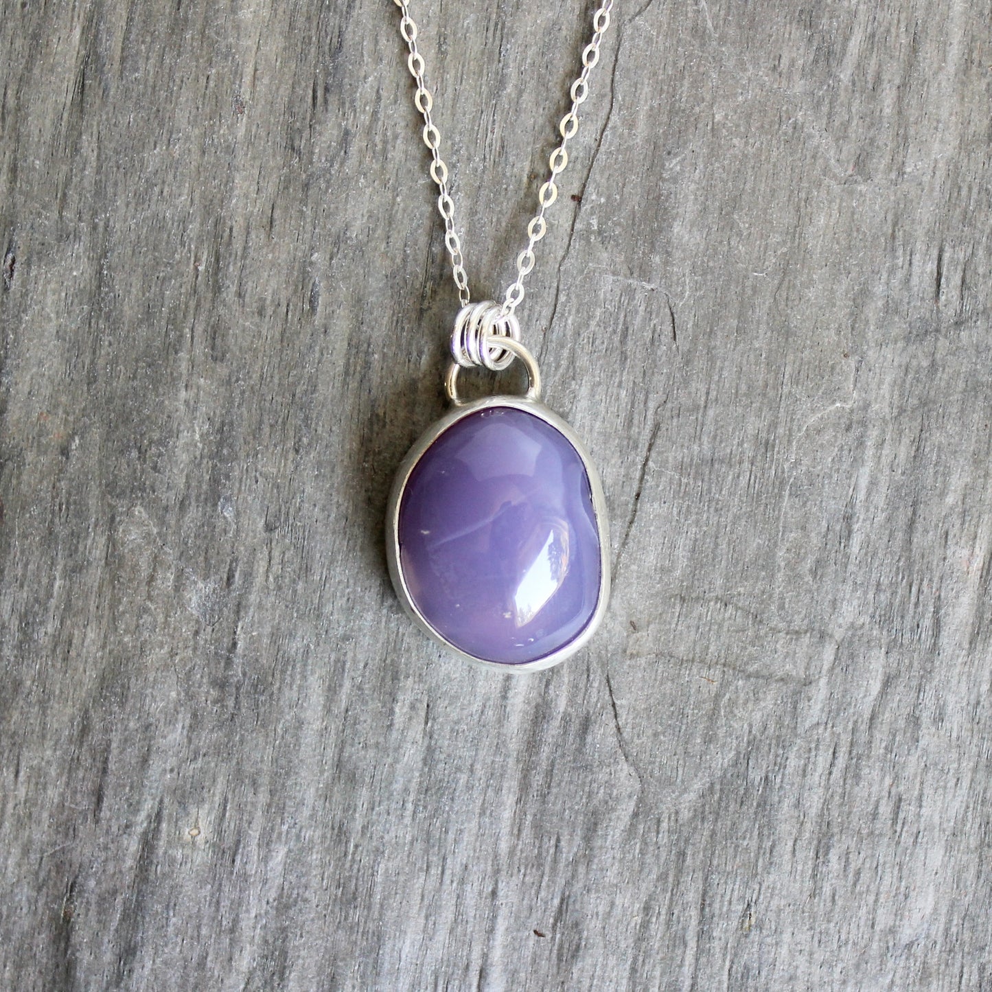 Chunky Dark Holly Blue Pendant Necklace