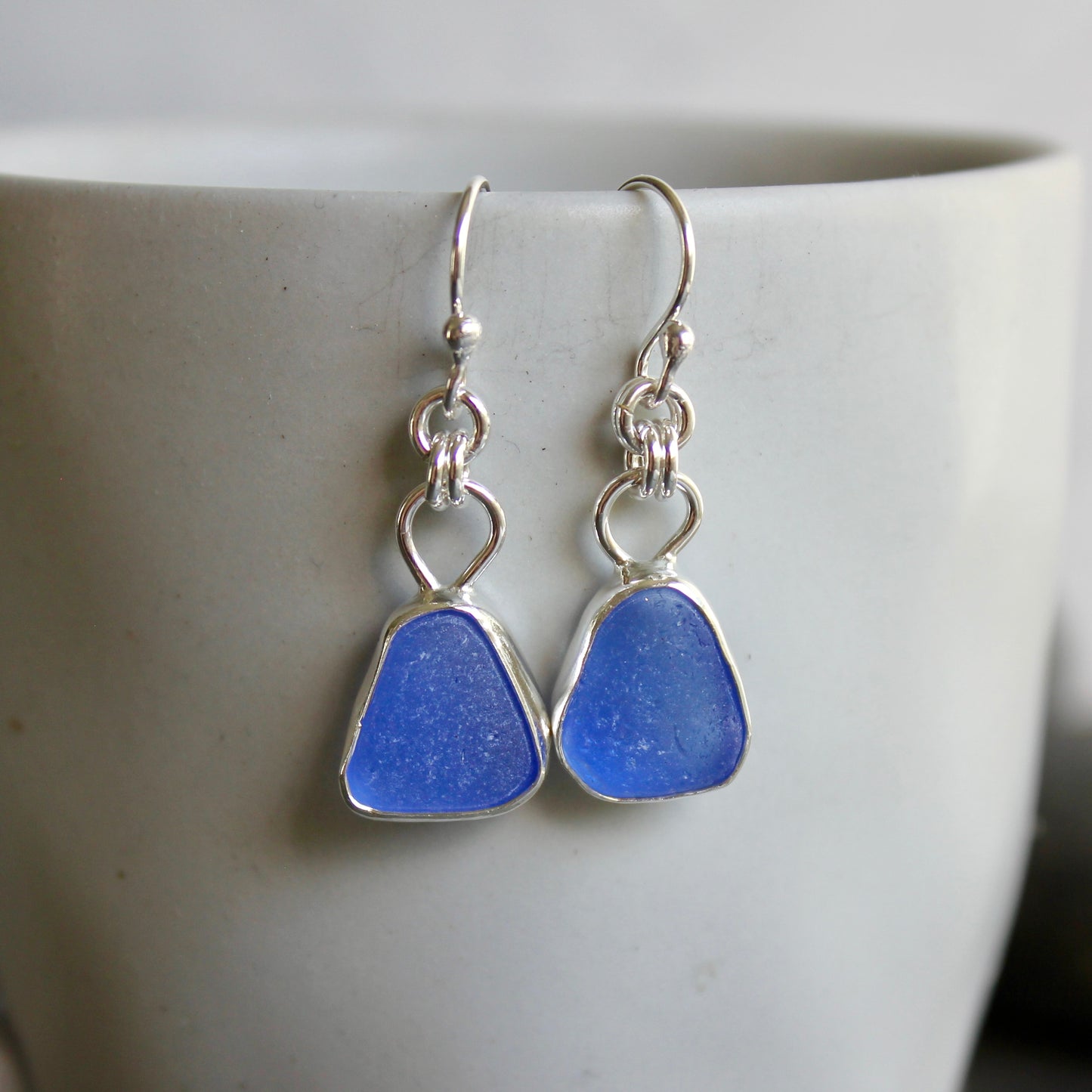 Cobalt Blue Dangly Sea Glass Earrings