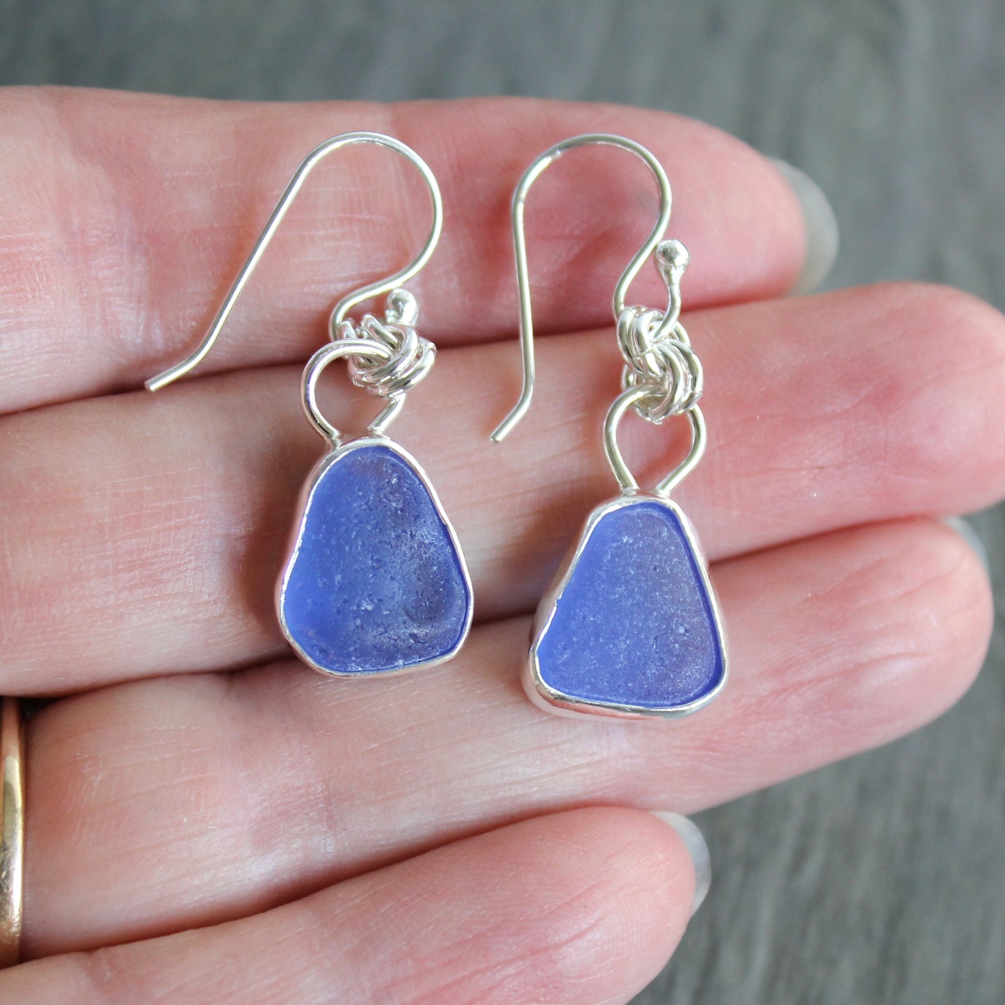 Cobalt Blue Dangly Sea Glass Earrings