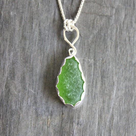 Bright Green Sea Glass Necklace