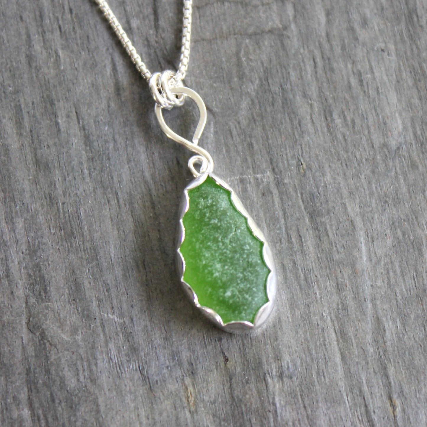 Bright Green Sea Glass Necklace